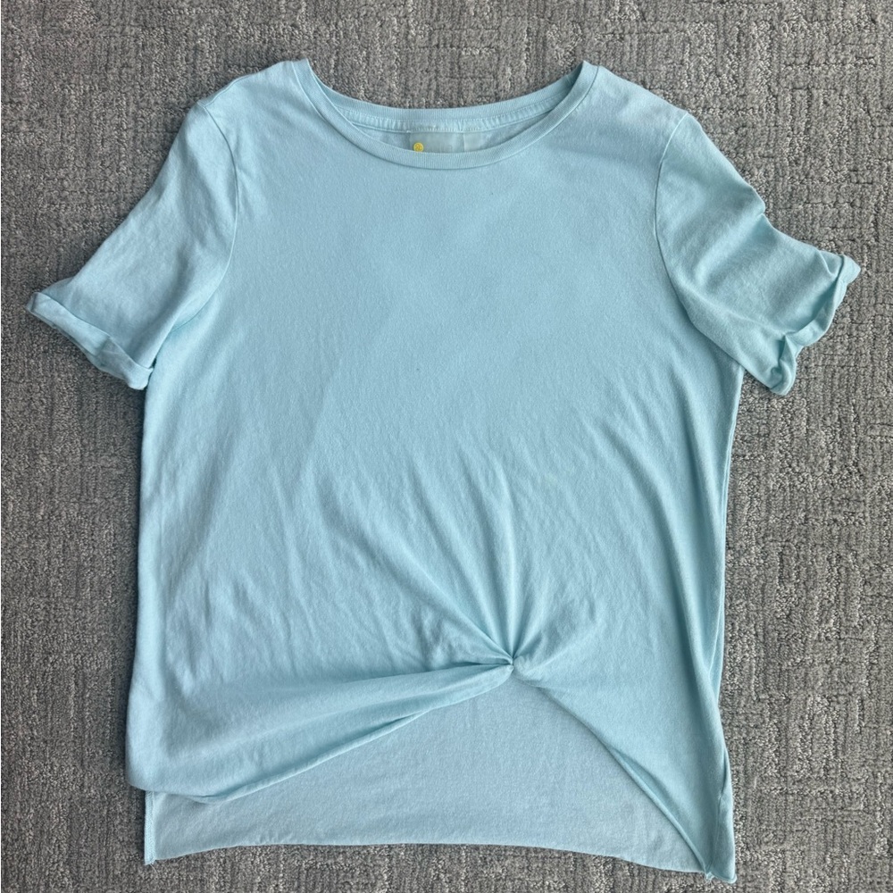 Zella Sky Blue Short Sleeve Front Knot Soft Workout Tee Medium M Good - Picture 4 of 5